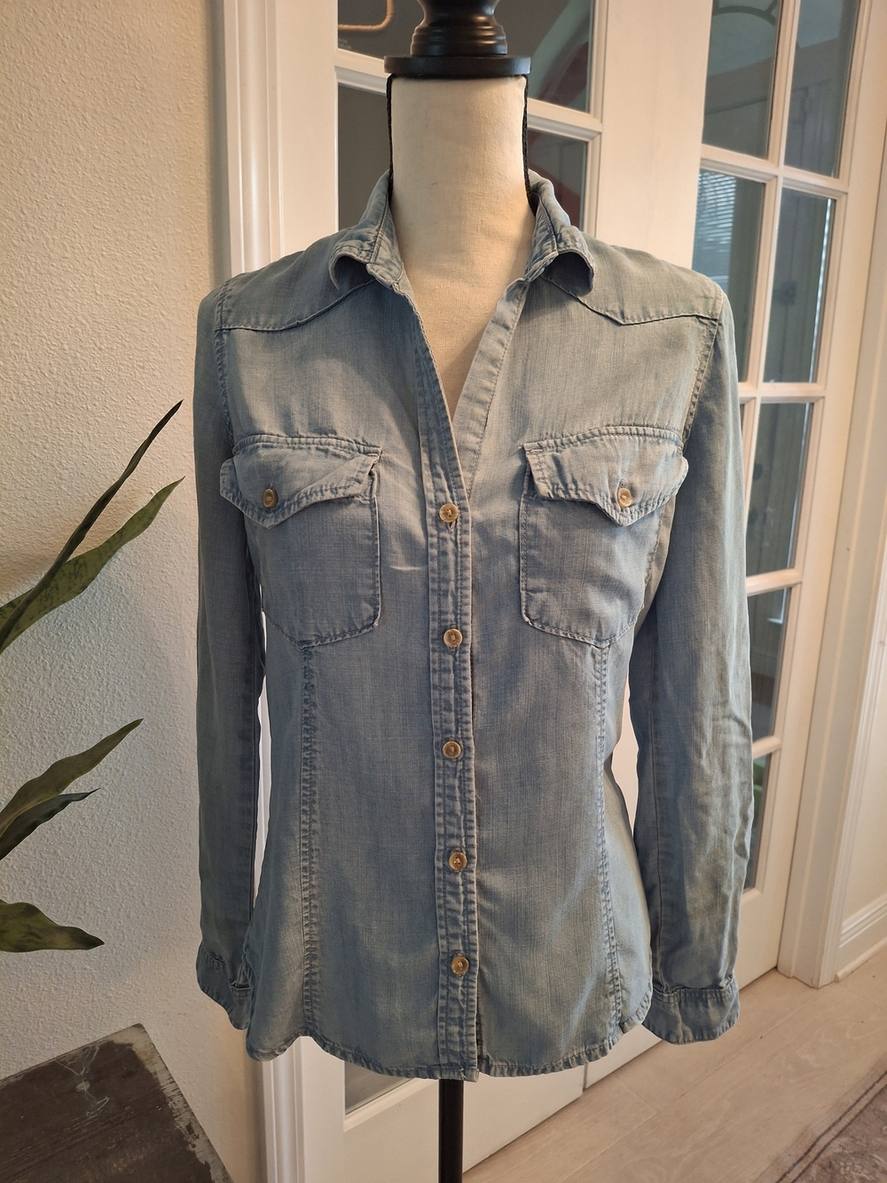 cloth & stone Light Wash Denim Button-Down Shirt